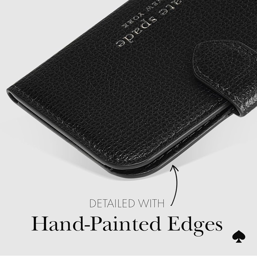 Kate Spade Magnetic Safiano Leather Black Phone Wallet Case - Picture 7 of 8